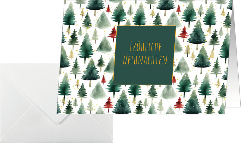 Sigel Weihnachtskarten – A6, mit Couvert, Edelkarton 220 g/m², Little Pins, mehrfarbig – 25 Stk