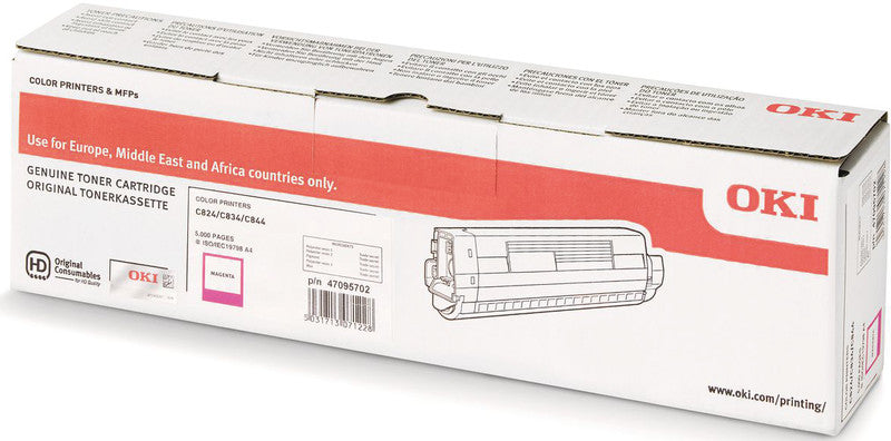 OKI 47095702 Magenta Toner 6 Original 6 5'000 Seiten für OKI C824dn/824n/834dnw u. a.