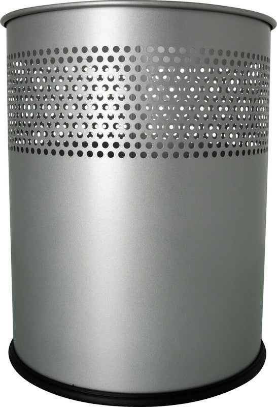 Helit Papierkorb – 15 l – Stahl, Silber – Ø 255 × H 321 mm