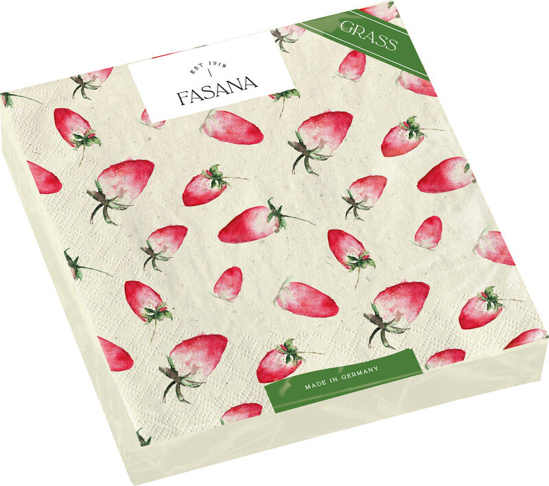 Fasana Servietten Strawberry Field – 33 × 33 cm – 2-lagig, Tissue – 20 Stk., FSC
