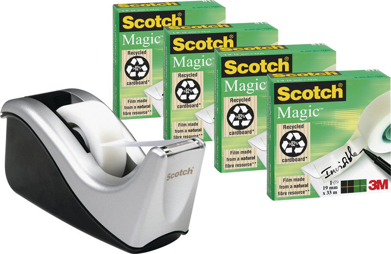 3M Scotch Tischabroller C60 – für Rollenbreite bis 19 mm, für Bandlänge bis 33 m, für Kern 1", Metallmesser