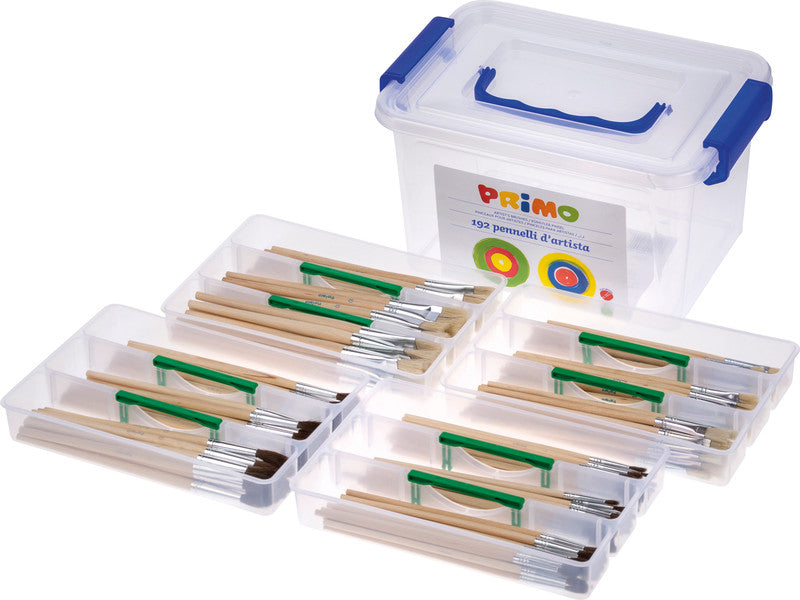 Primo Pinsel – sortiert, Holz, 192er-Pack, mit Aluminiumzwinge, für Acryl- und Aquarellfarben