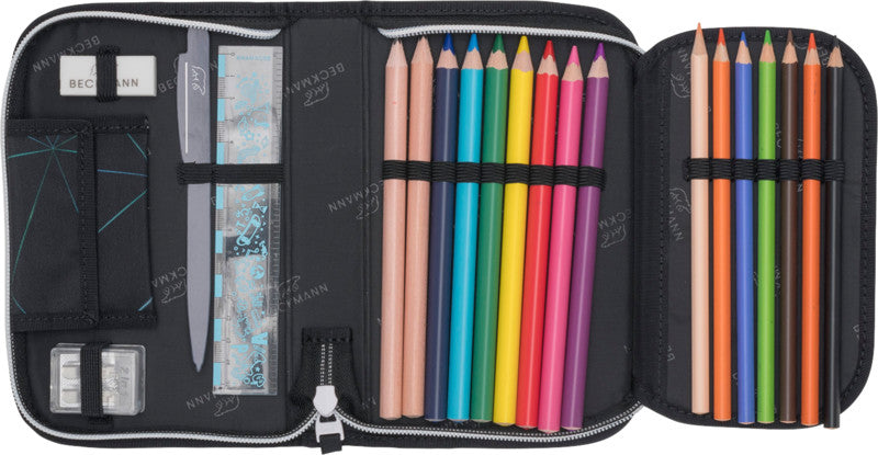 Beckmann Classic 1st Etui mit 2 Klappen, gefüllt – Panther – Kunststoff – 20,5 × 13,3 × 3,8 cm
