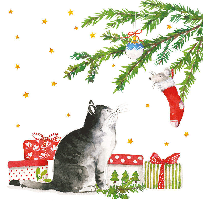 Ppd Servietten Christmas Cat – 33 × 33 cm – 3-lagig, Tissue – 20 Stk., FSC