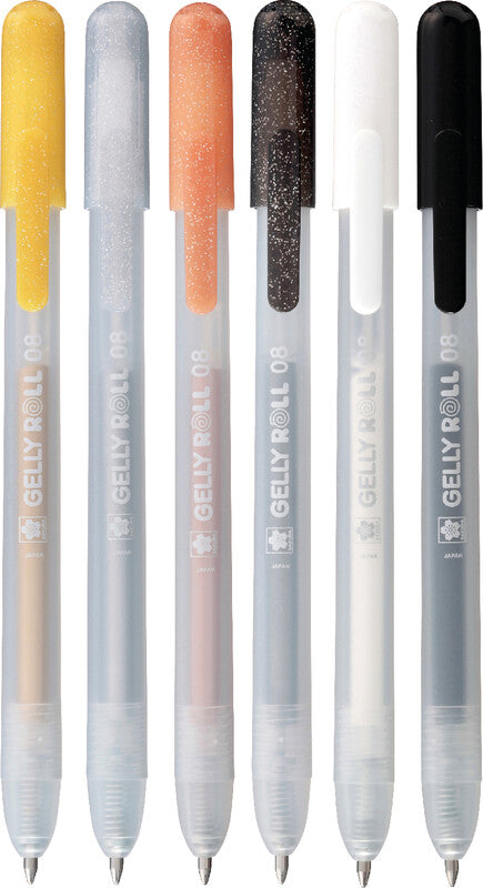 Sakura Gelly Clicker Gelschreiber 6er Set – 6 Farben, 0,5 mm, schnelltrocknend, Druckmechanik