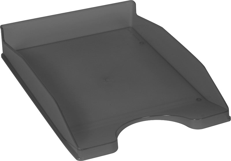 Q-CONNECT Briefkorb – mit Griffausschnitt, mit Beschriftungsfeld, glänzend, grau, B 255 × H 60 × T 345 mm