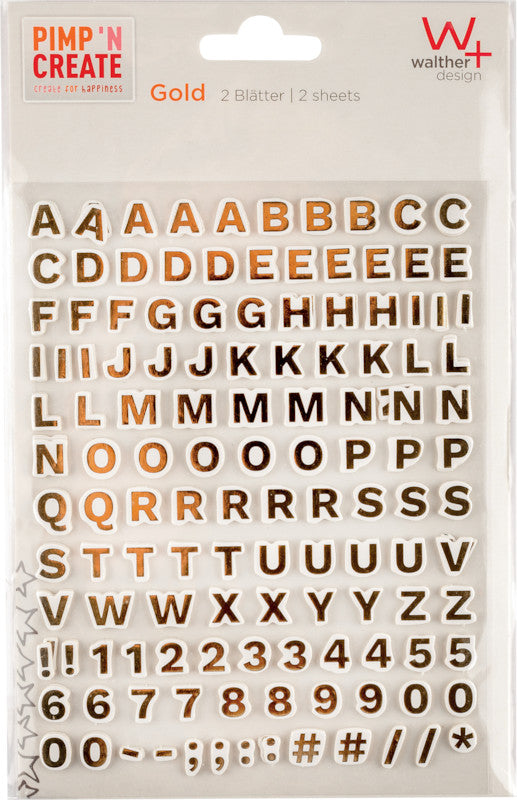 Walther Schmucketiketten, Pimp 'N Create Buchstaben – 145 × 218 mm – 1 mm – Gold – 2 Blatt
