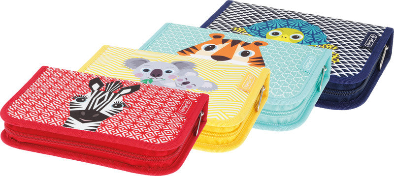 Herlitz Cute Animals Etui 2-fach, gefüllt, 31-teilig – Turtle – Kunststoff – 20,3 × 3,5 × 14,0 cm