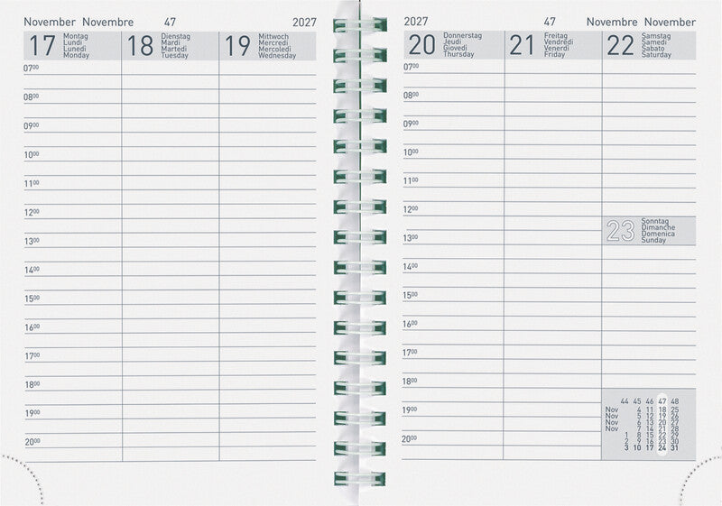 Biella Kalender-Einlage – 1 Woche/2 Seiten, 10,1 × 14,2 cm, 2027, FSC