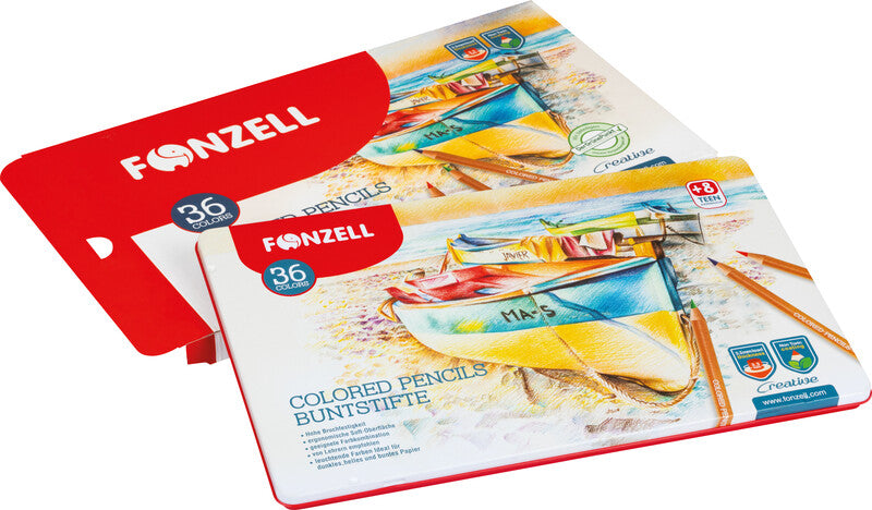 Fonzell Creative Farbstifte-Set – 36 Farben, rund, Mine Ø 3,3 mm, Metallschachtel