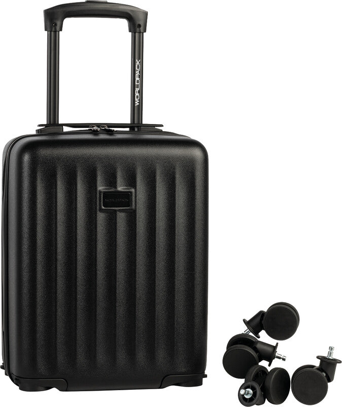Worldpack Trolley Hartschale, 24 l, Handgepäck geeignet, 4 Doppelrollen, ABS, Schwarz, 30 × 40 × 20 cm
