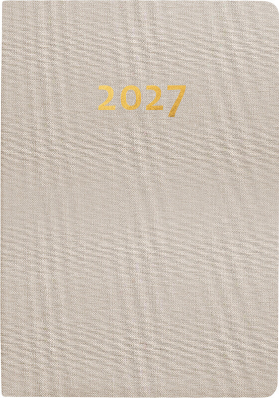 Biella Taschenagenda Agenda – 1 Woche/2 Seiten, gebunden, 7,6 × 11,0 cm, Jan–Dez, mehrsprachig, beige, FSC