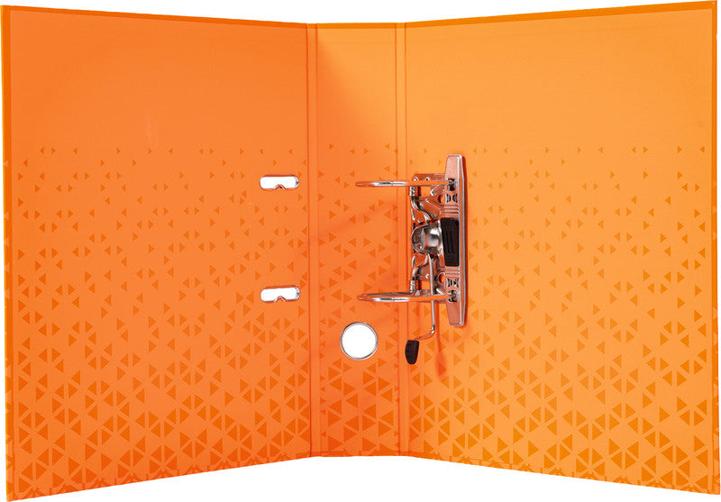 HERMA Ordner – A4 hoch – 2-Ring Hebelmechanik, Rücken 70 mm – orange, mit Niederhalter, mit Griffloch