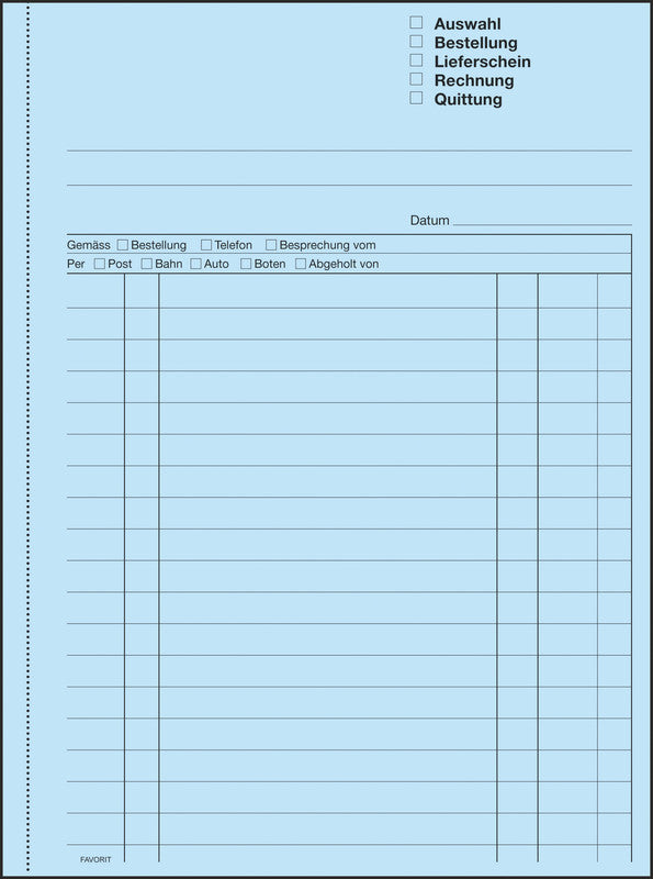 Favorit Formularblock – Deutsch, 50 Blatt, A5