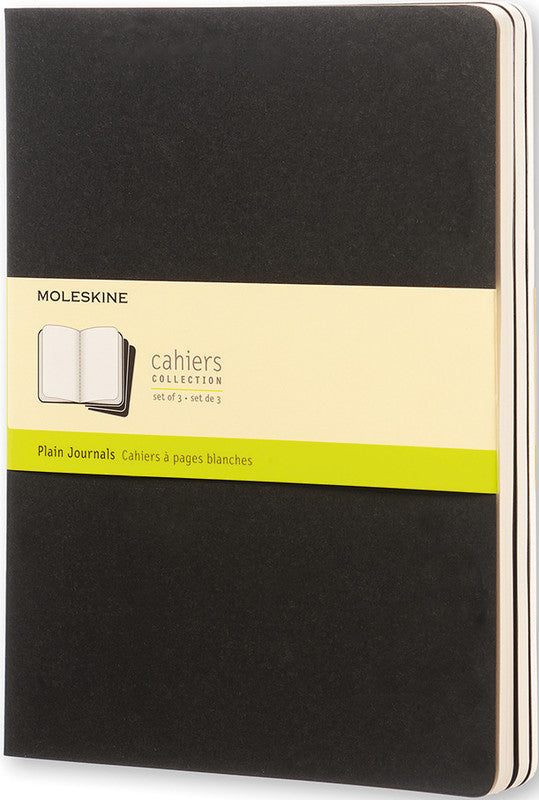 Moleskine Notizheft, 190 × 250 mm, blanko, Fadenheftung, Karton, 120 Seiten, 70 g/m² – schwarz, 3er-Pack