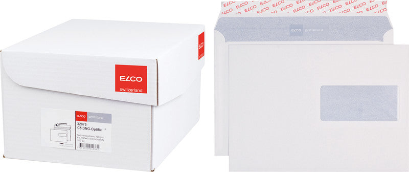 Elco Couvert C5 (229 × 162 mm), mit Fenster, nassklebend, naturweiss, 100 g/m² – 500 Stk.