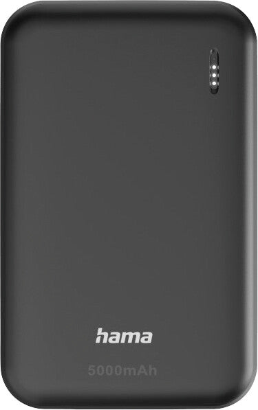 Hama Powerbank 5000 mAh, 2× USB-A, Digitalanzeige, für Smartphones, Tablets, Notebooks, Grau