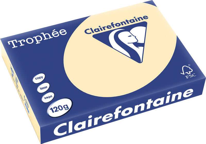 Clairefontaine Kopierpapier – A4, 120 g/m², Chamois – für Inkjet/Laser/Kopierer – FSC, EU Ecolabel – 250 Blatt