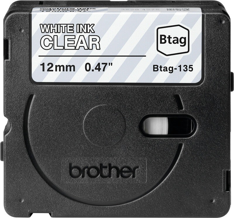 Brother Schriftband – 12 mm × 4 m, transparent, weiss