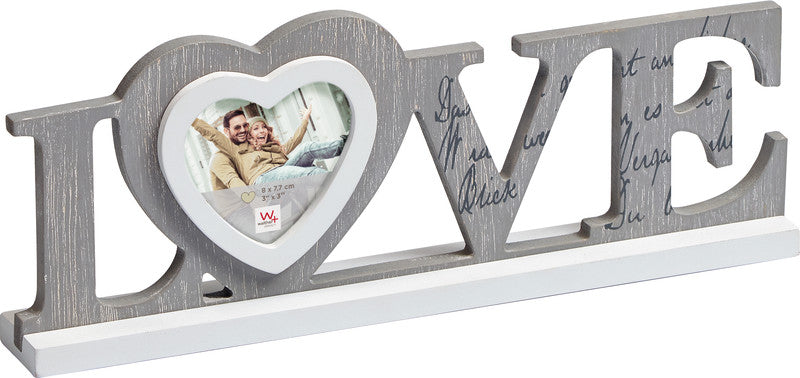 Walther Design Bilderrahmen Love, MDF-Platte, Grau, 33 × 12,7 × 4,2 cm – eco:plus