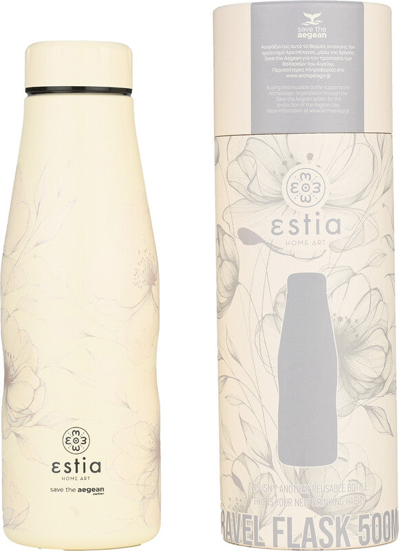 Estia Trinkflasche – 5 dl – Edelstahl, isoliert, Schraubverschluss, auslaufsicher, BPA-frei – Terra Serenity