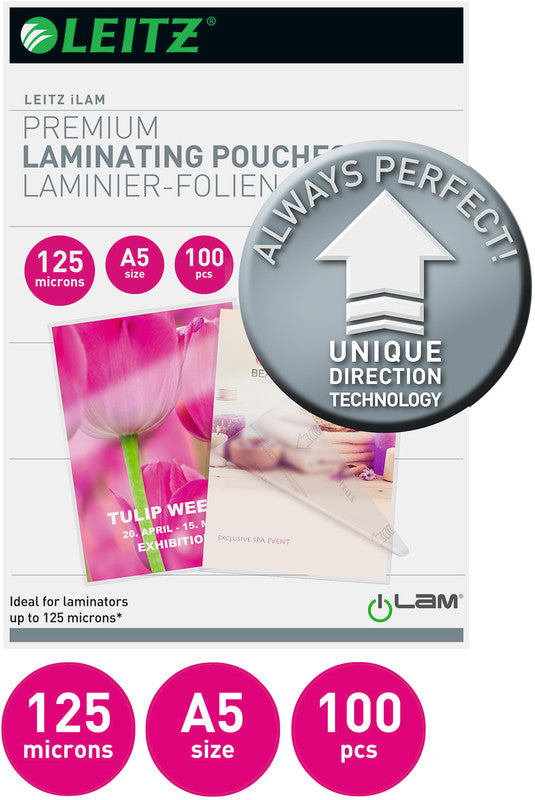 Leitz iLAM UDT Laminierfolien A5, glänzend – 125 µm, 153 × 216 mm, 100 Stk.