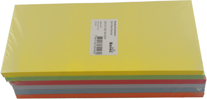 BEREC Karten-Set – 300 Stück, assortierte Formen: Rechtecke 205 × 95 mm, Kreise Ø95/Ø185 mm, Ovale 185 × 105 mm