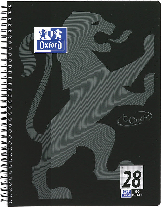 Oxford Collegeblock, Karton, 80 Blatt, 4-fach gelocht, perforiert, 90 g/m² – Schwarz, für SCRIBZEE App