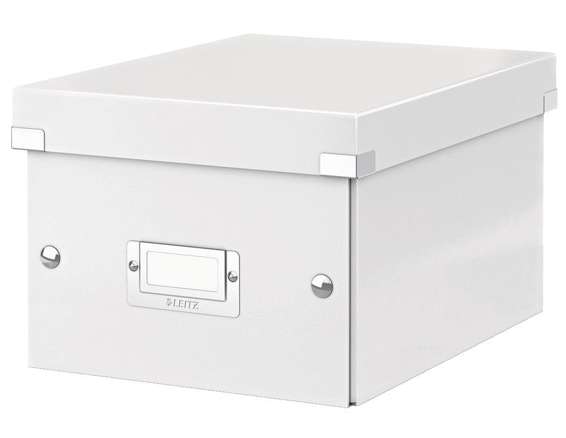 Leitz Click&Store Aufbewahrungsbox A5 – mit Deckel, mit Tragegriff, Beschriftungs-Etikette, Weiss, Karton