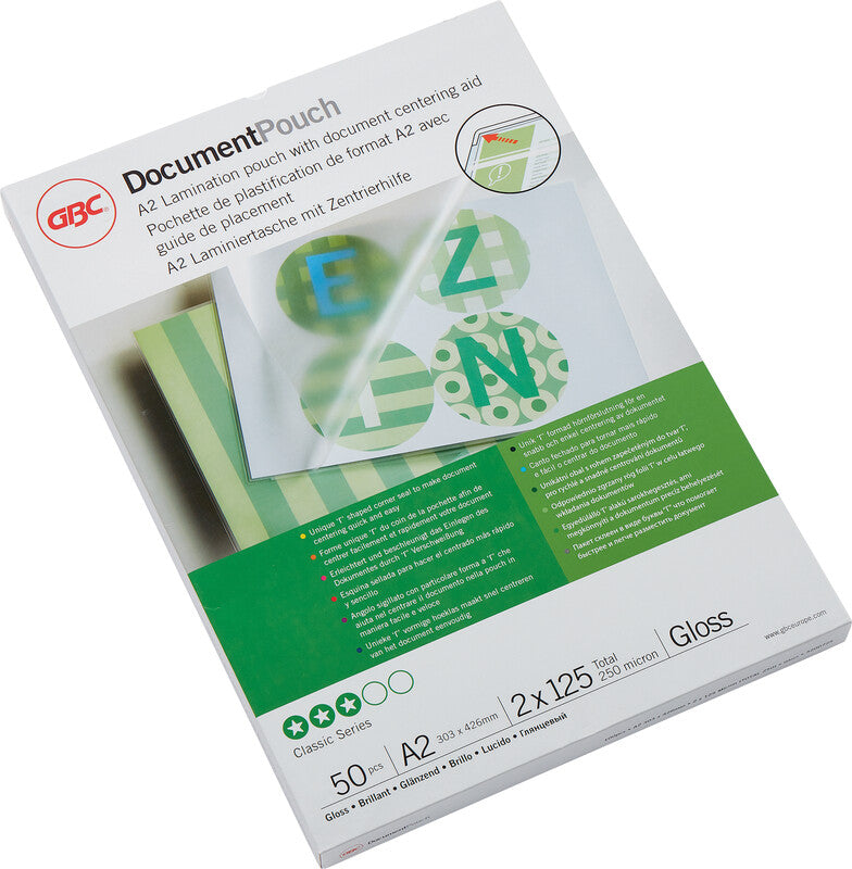 GBC Laminierfolien A2, glänzend – 125 µm, 426 × 600 mm, 50 Stk.