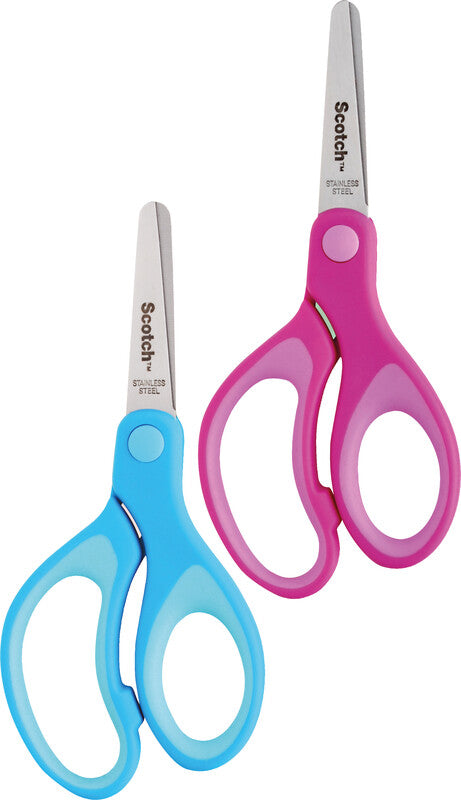 Scotch Kinderschere – 12 cm, Edelstahl, für Rechts- und Linkshänder, abgerundete Spitzen, Softgrip, Kunststoff