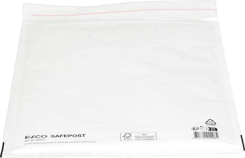 Elco Luftpolstertasche – 230 × 330 mm, weiss, selbstklebend, Aufreissperforation
