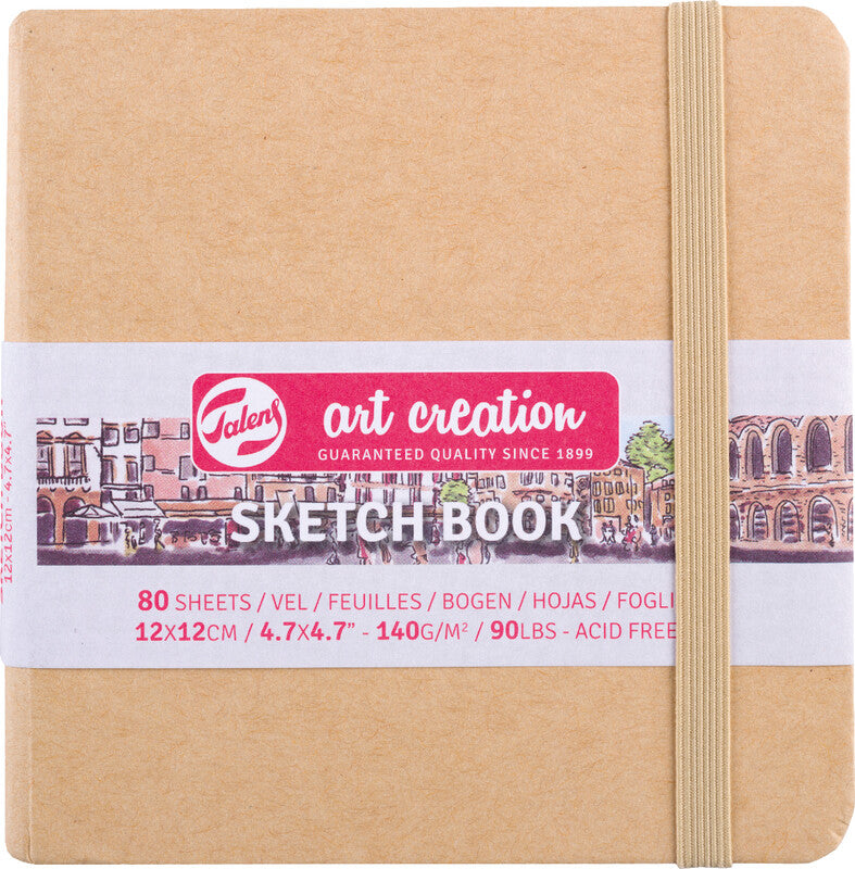 Talens Art Creation – Skizzenbuch, 12 × 12 cm, 140 g/m², 160 Seiten, kraft, mit Gummiband, säurefrei
