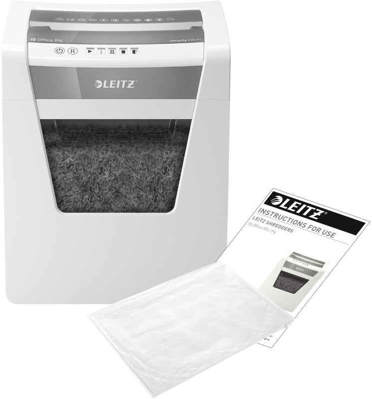 Leitz IQ Office – Aktenvernichter, DIN P-4, Partikelschnitt 4 × 40 mm, 15 Blatt, 23 l, A4