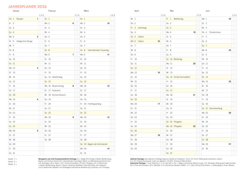 Heye Lady Agenda – 1 Woche/1 Seite, Gebunden, A5, 2026, Mehrsprachig, Weiss, Blumen, FSC