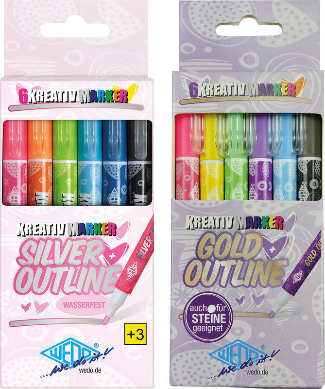 Wedo Kreativmarker für Permanent-Marker – mehrfarbig, 6er Set