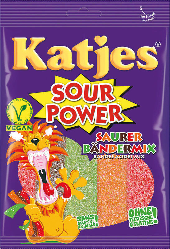 Katjes Saure Bänder Fruchtgummi – sortiert, vegan, Beutel, 200 g