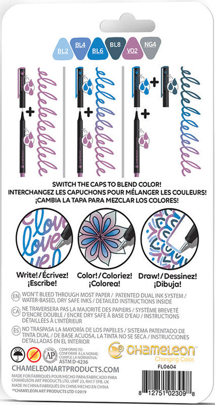 Chameleon Fineliner – 6er-Set, 0,3 mm – 6 Farben, sortiert