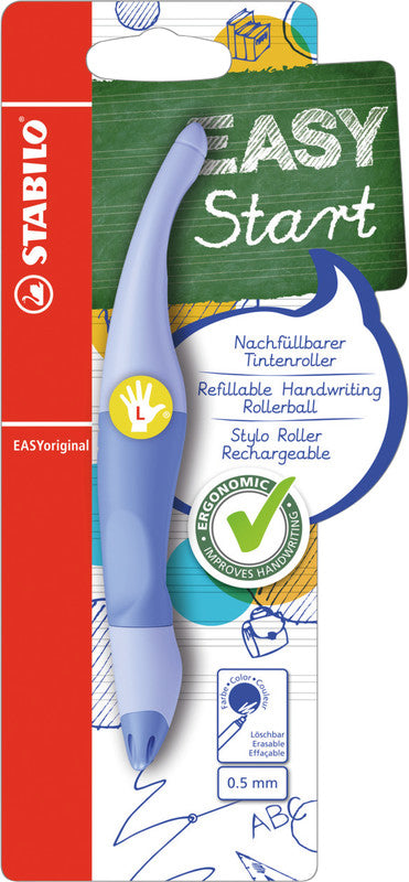 STABILO EASYoriginal Start Pastell – Tintenroller, mit Kappe, 0,5 mm, Blau, für Linkshänder, 1er Blister