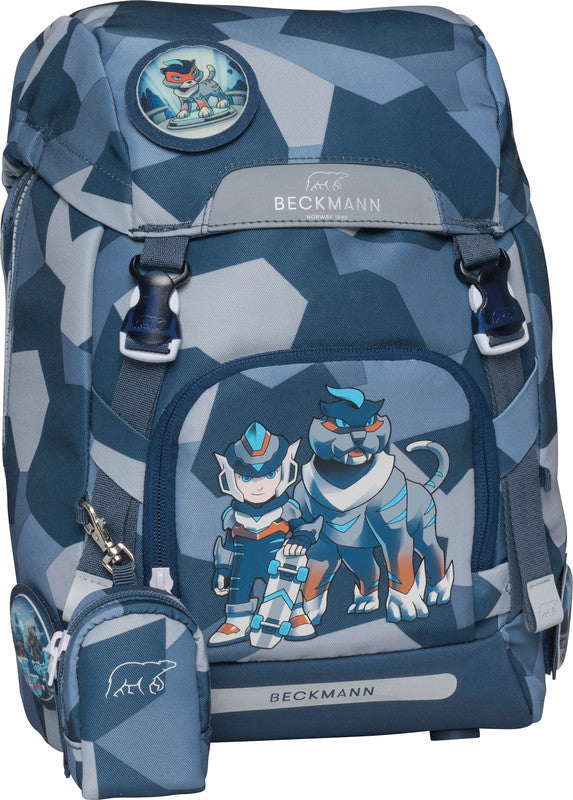 Beckmann Schulrucksack – 6-teilig – Tiger Race – mit Leuchteffekt