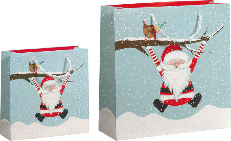 Zoewie Geschenktasche – Swinging Santa – Papier, 200 g/m2, mattkaschiert – 330 × 330 × 120 mm