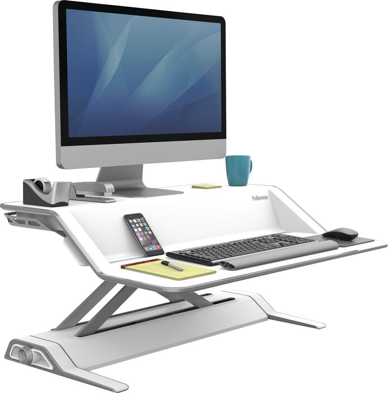 Fellowes Stehtisch – 80,6 × 20,7 × 14–43,2 cm – weiss – höhenverstellbar