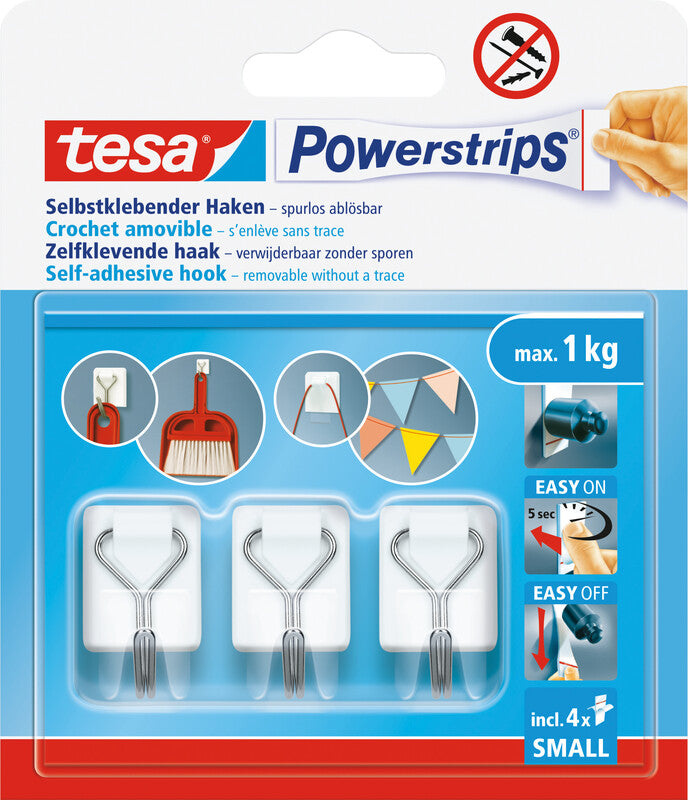 TESA Klebehaken – Kunststoff, Weiss – 3er-Pack
