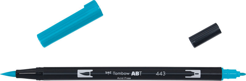 Tombow Brush Pen ABT Dual Brush Pen – Feinspitze 0,3 mm, Pinselspitze 3-10 mm – Türkis – Wasservermalbar