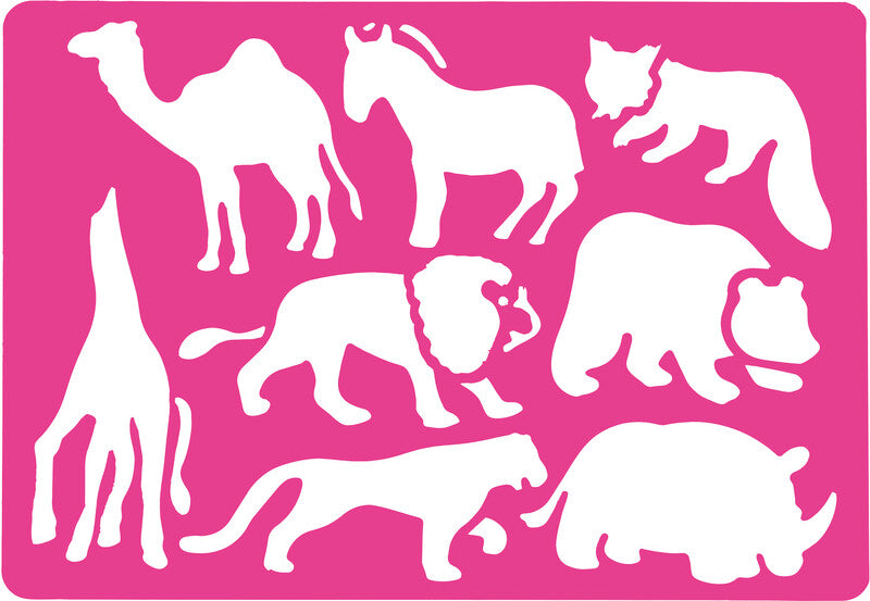 Centrum Malschablonen-Set, Tiere, 26,5 × 18,5 cm, Kunststoff, Farben sortiert