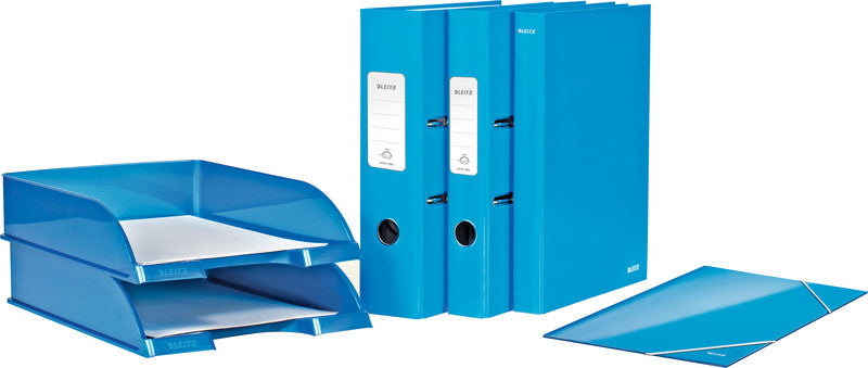 Leitz Ringbuch – A4 Hochformat – 2-Ring Bügelmechanik, Ø 25 mm, Rücken 40 mm – Blau, Karton, mit Niederhalter, FSC