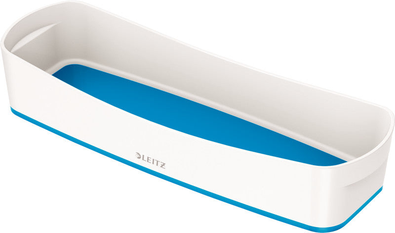 Leitz MyBox Aufbewahrungsschale – Kunststoff, weiss/metallblau, 30,7 × 5,5 × 10,5 cm