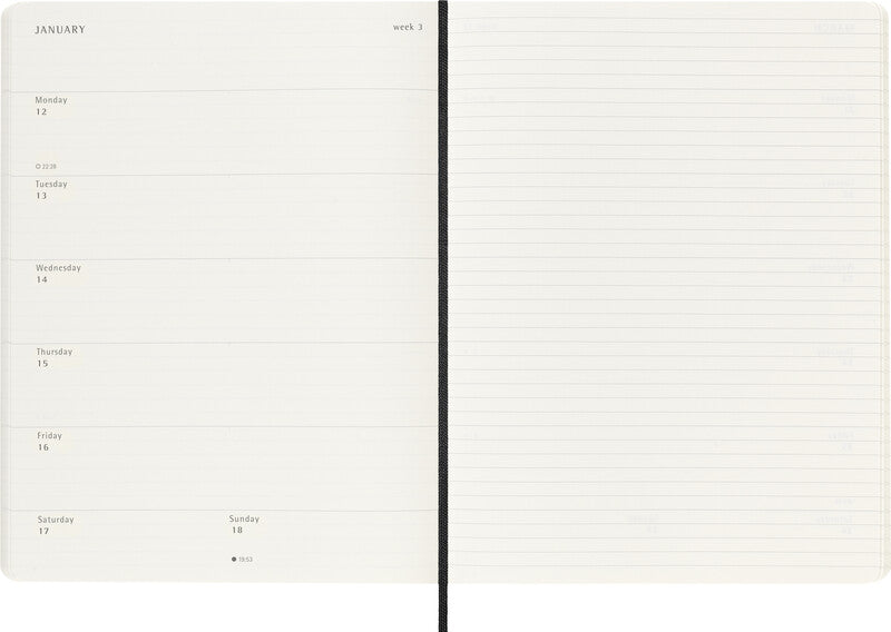 Moleskine Agenda – 1 Woche pro Seite, gebunden, 19 × 25 cm, 2026, schwarz, FSC