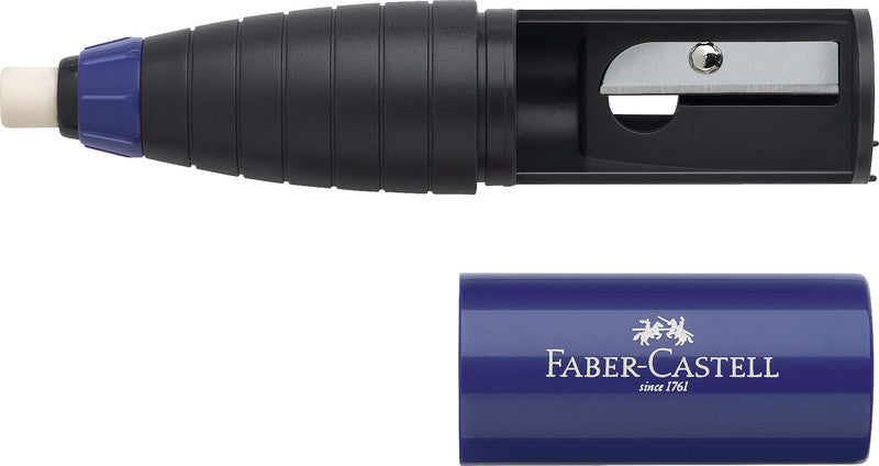 Faber-Castell Spitzer – manuell, 1-Loch, mit Behälter, für Blei- und Buntstifte, Kunststoff, assortiert