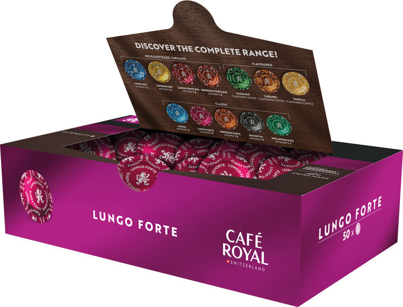 Café Royal Kaffeepads Lungo Forte – für Nespresso Professional & Café Royal Professional – Intensität 8 – 50 Stk.